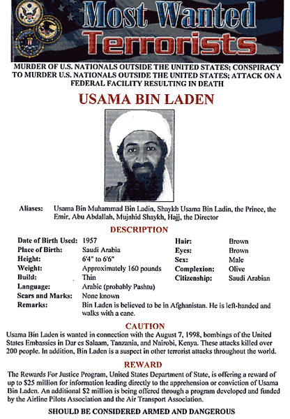 osama bin laden wanted dead or alive. osama bin laden - wanted dead