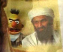 evil bert from sesame street with bin laden - close up